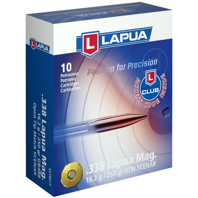Lapua Rifle Ammunition .338 Lapua Mag 250 gr HPBT 2970 fps - 10/box