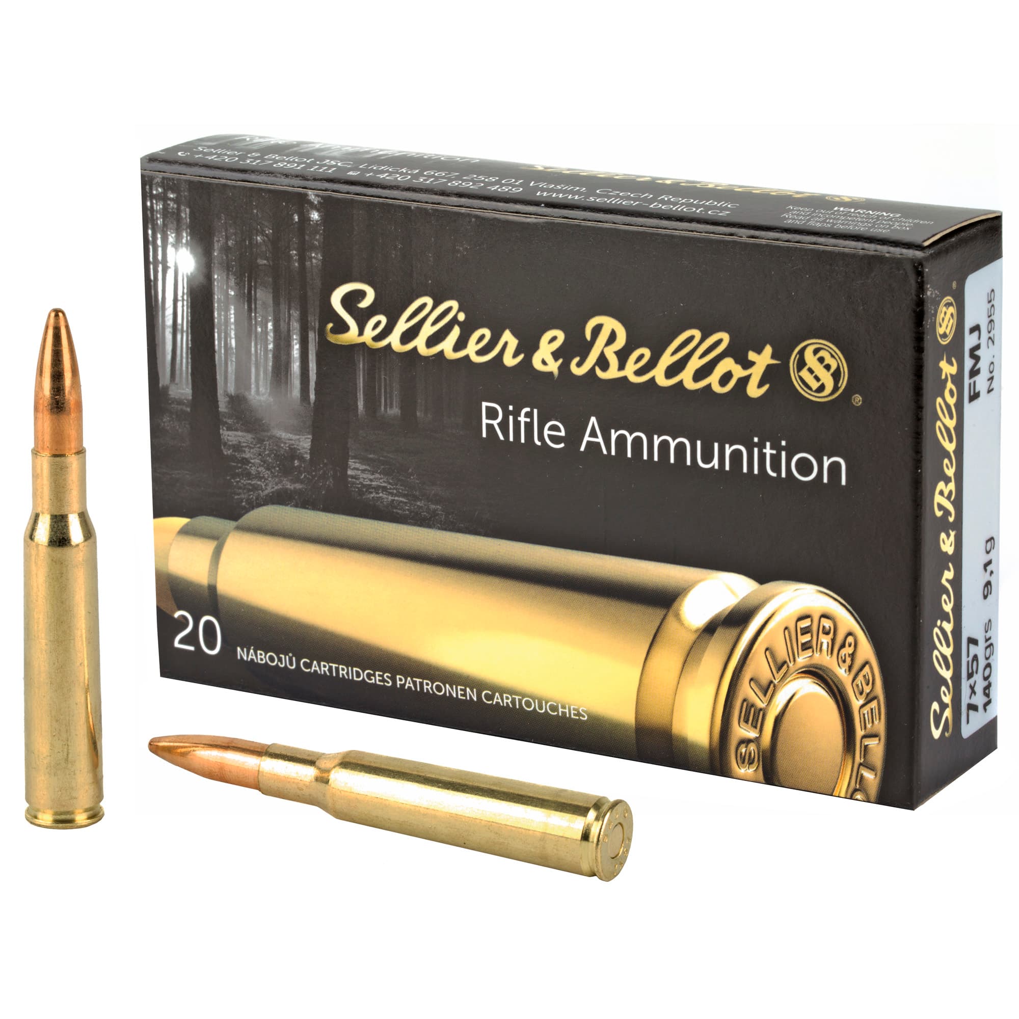 Sellier & Bellot SB757A 7x57mm Mauser Full Metal Jacket 140 Grain 20 Rounds