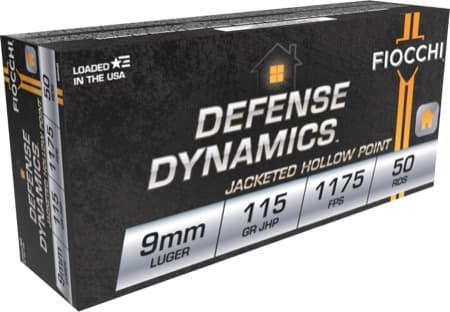 Fiocchi Defense Dynamics Centerfire Handgun Ammo 9mm 115 gr. JHP 50 rd.