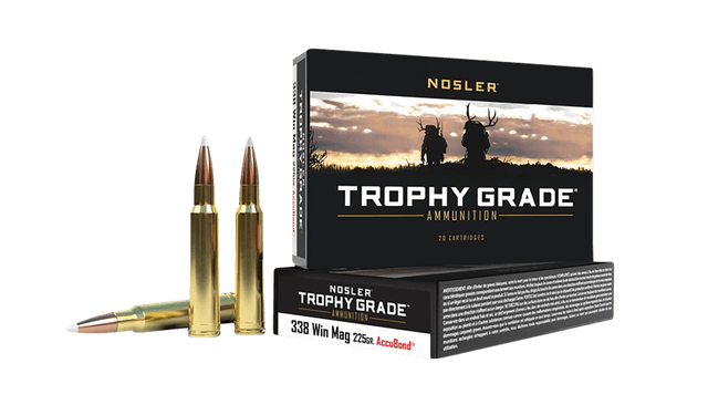 Nosler Trophy Grade 338 Winchester Magnum AccuBond Soft Point 225 Grain 20 Rounds