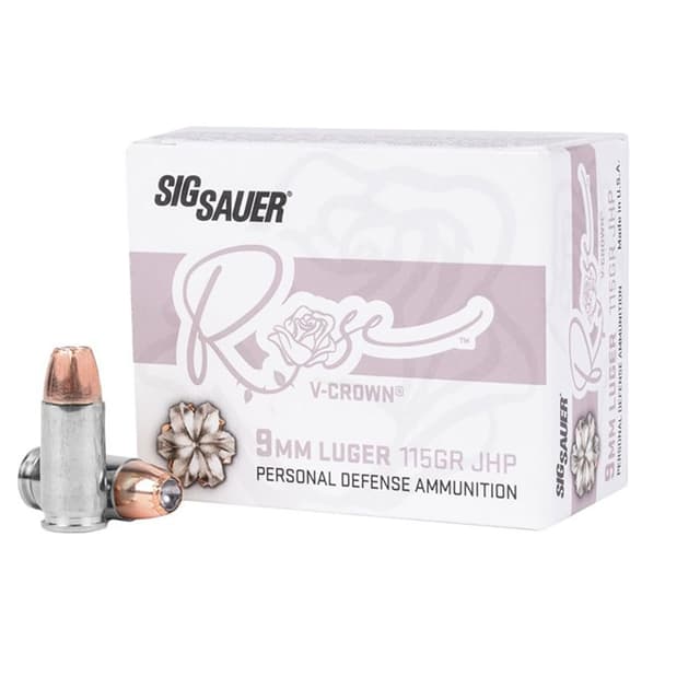 Sig Sauer E9MMA1ROSE20 Rose 9mmLuger 115gr V-Crown Jacketed Hollow Point 20 Rounds