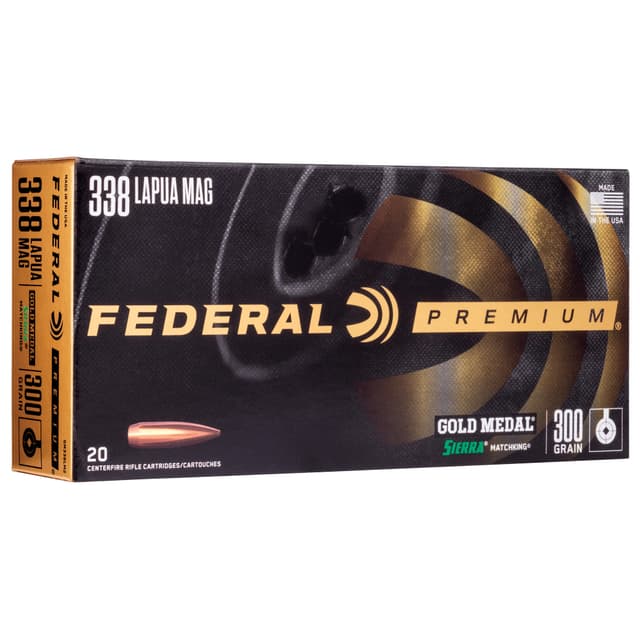 Federal Premium Gold Medal 338 Lapua Magnum Boat Tail Hollow Point 300 Grain 20 Rounds