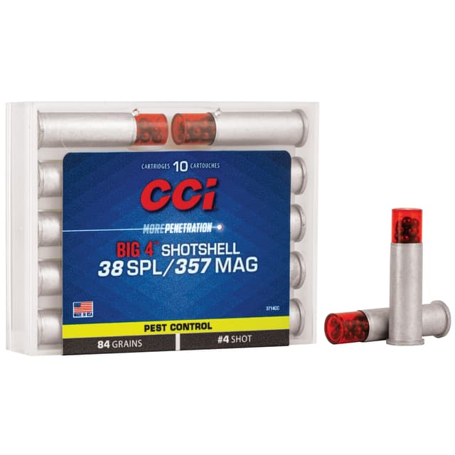 CCI Big 4 Shotshell, 38 Special 357 Magnum, No. 4 Shot, 81 Grain, 10 Rounds
