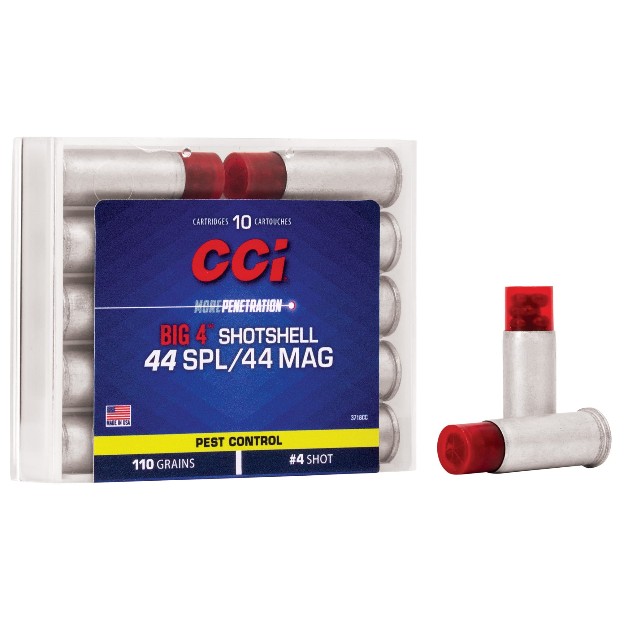 CCI 3718CC 44 Remington Magnum Shotshell No. 4 Shot 110 Grain 10 Rounds