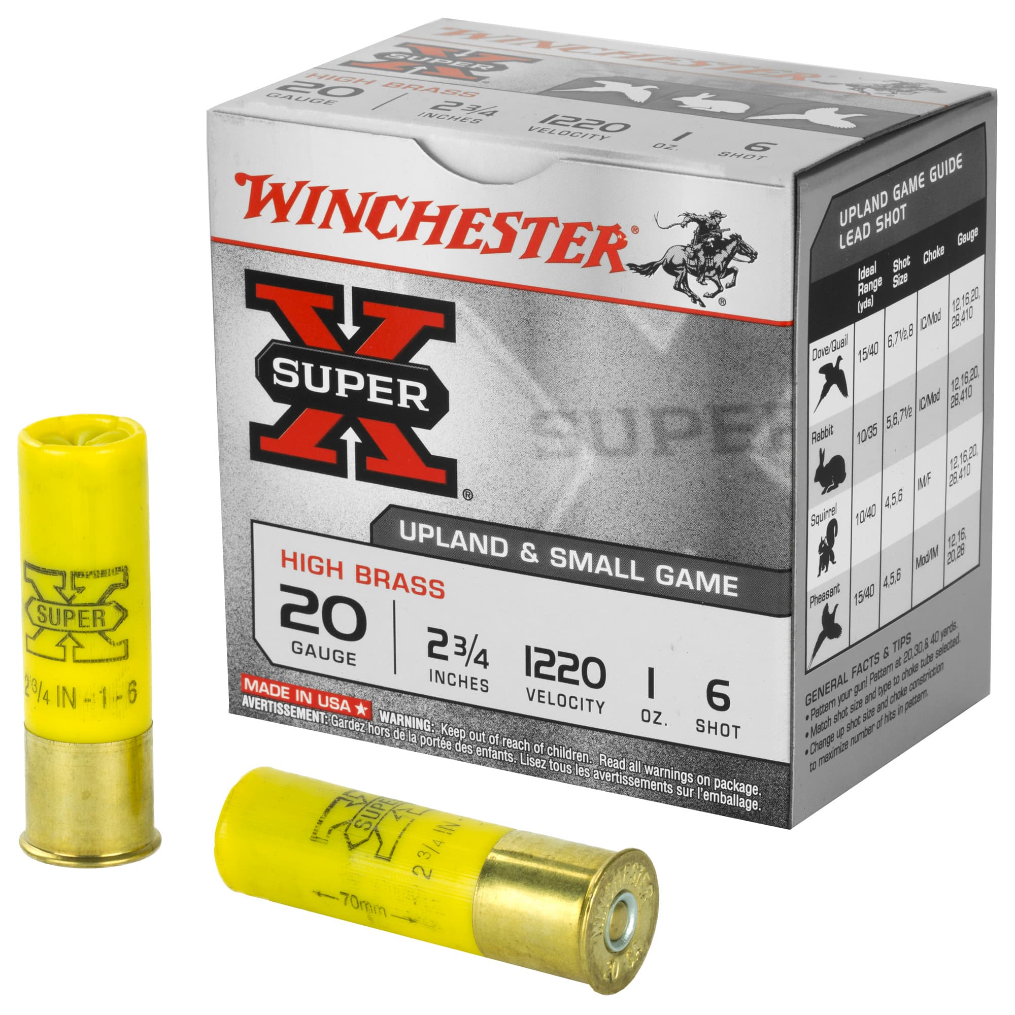 Winchester Super-X High Brass Heavy Game Load 20 ga. 2.75 in. 1 oz. 6 Shot 25 rd.