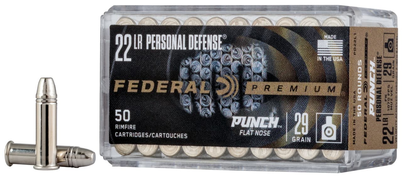 Federal Punch 22 Long Rifle Flat Nose 29 Grain Nickel Plated 50 Rounds