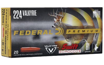 Federal Premium Swift Scirocco II 224 Valkyrie 81 Grain 20 Rounds