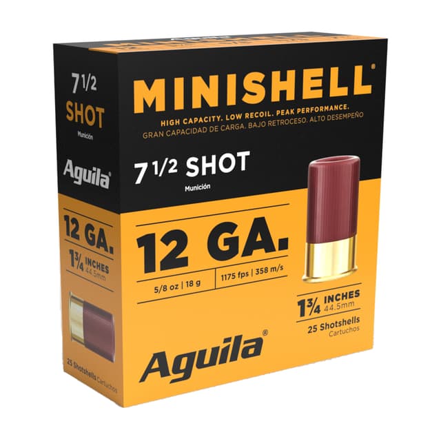 Aguila Minishell 12 Gauge Shotgun Load 5/8 oz 7.5 Shot 25 Rounds