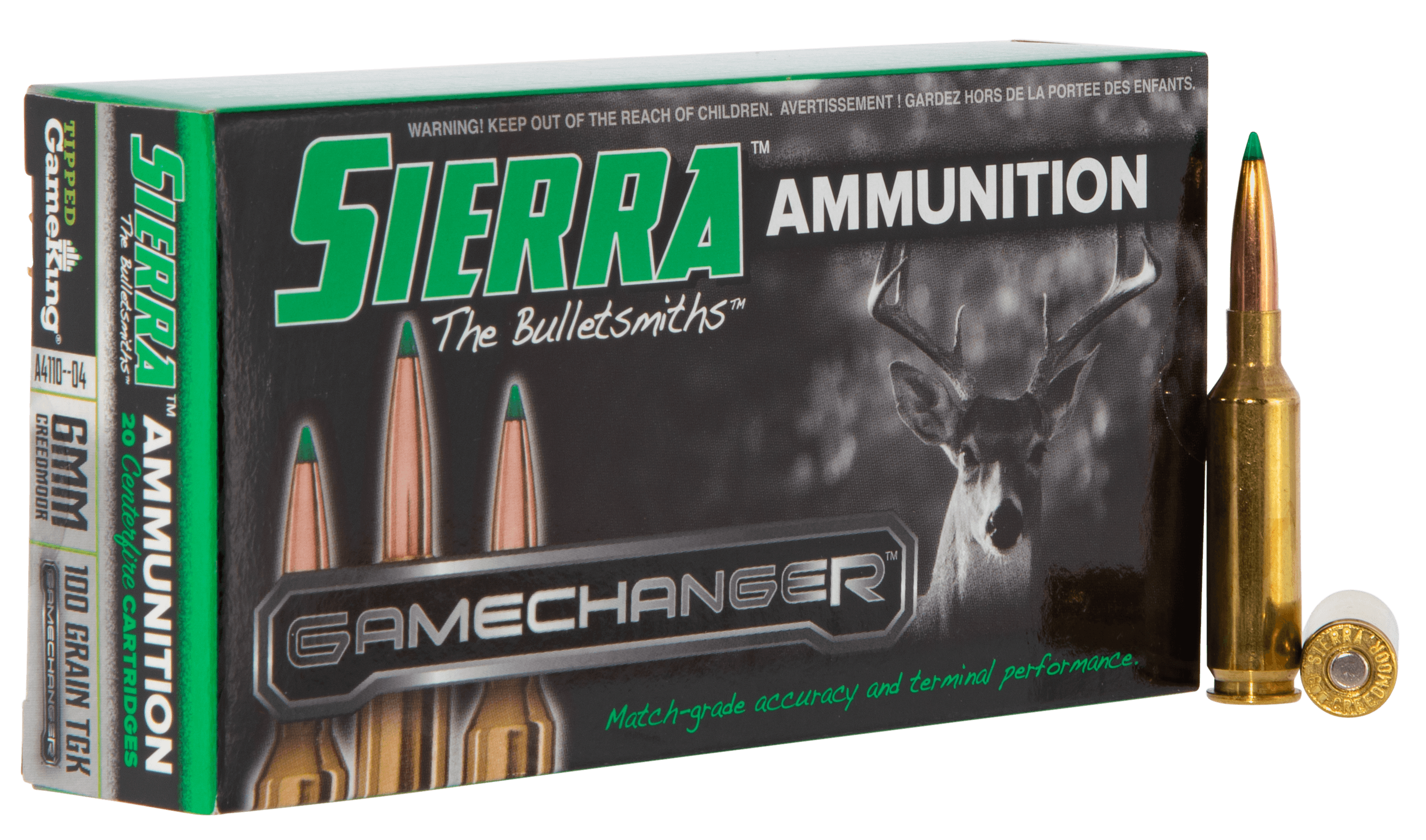 Sierra A411004 GameChanger 6mmCreedmoor 100gr Sierra Tipped GameKing 20 Rounds