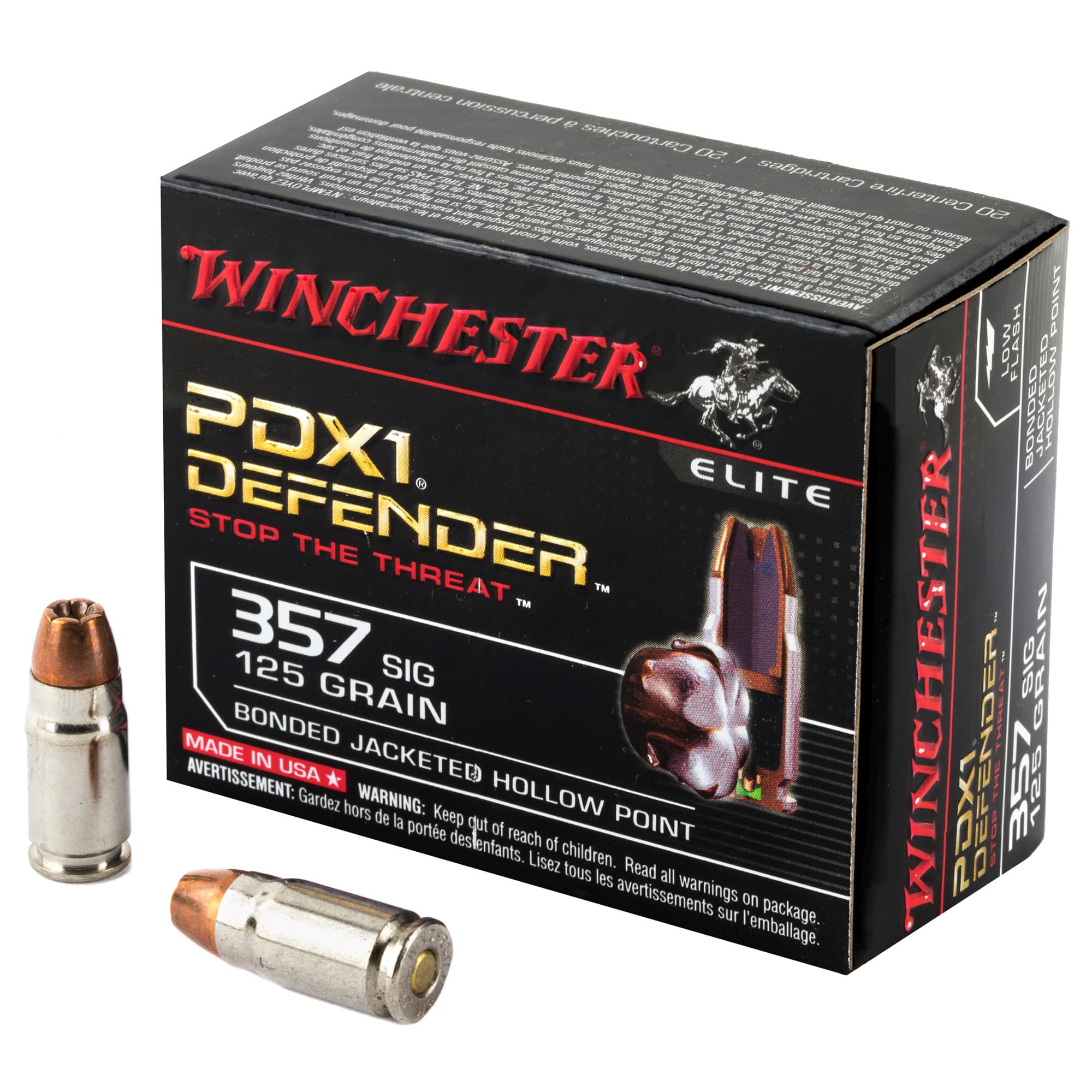 Winchester Supreme Elite Defender 357 Sig Bonded Hollow Point 125 Grain 20 Rounds