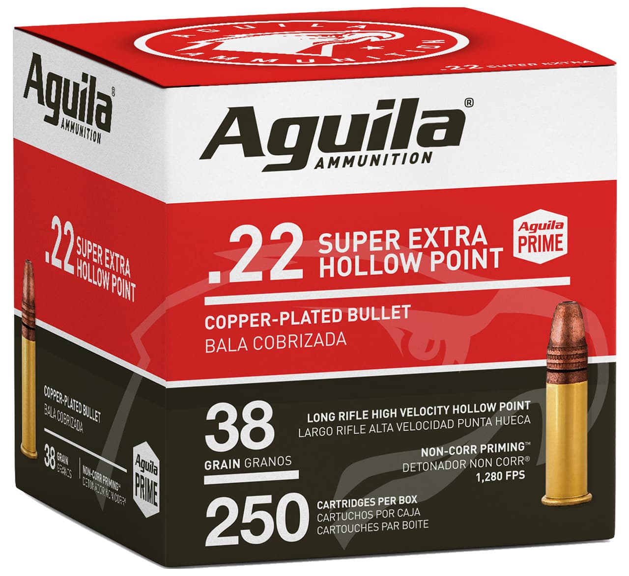 Aguila Super Extra 22 Long Rifle Copper Plated Hollow Point 38 Grain 250 Rounds