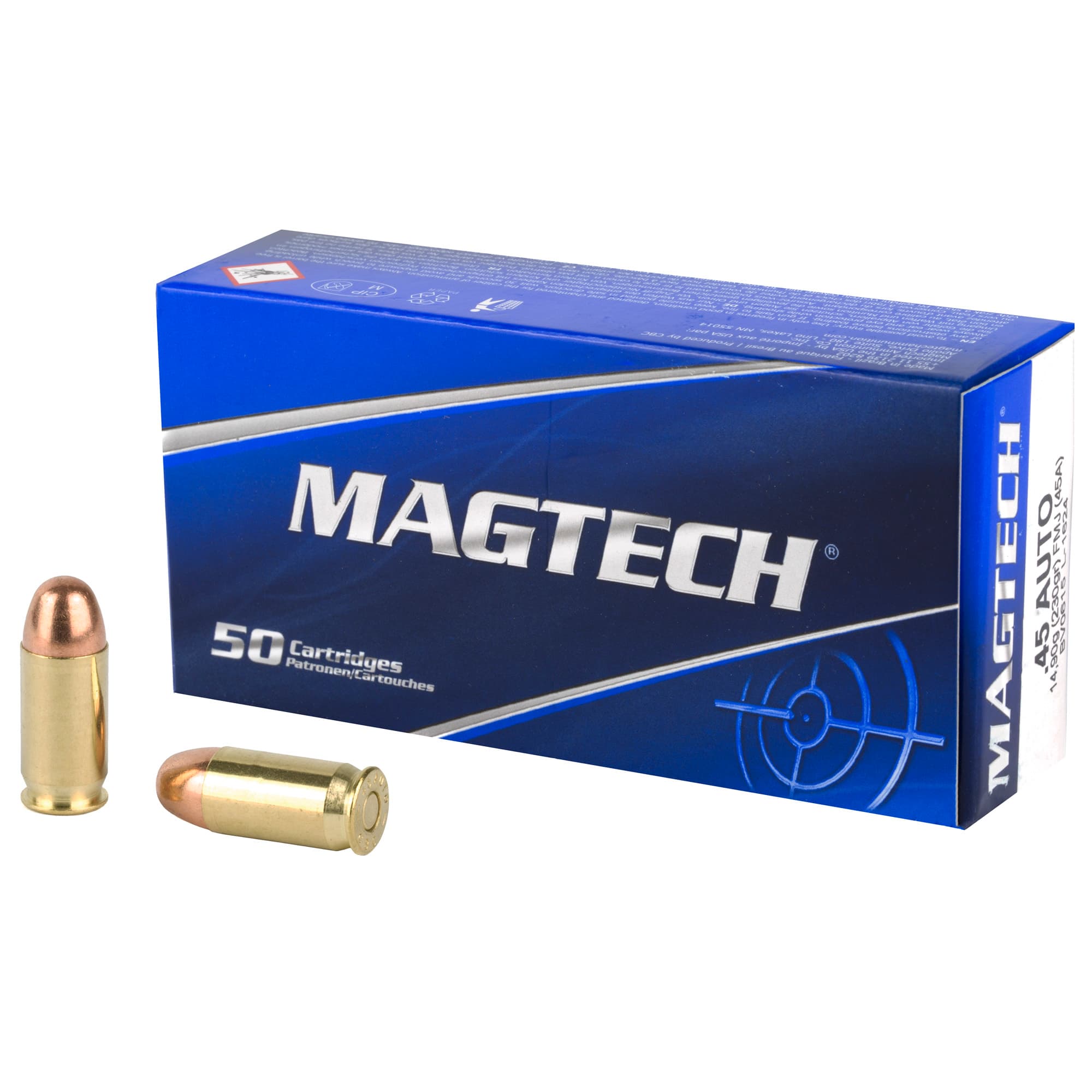 Magtech Pistol Ammo, 45 Auto, Full Metal Jacket, 230 Grain, 50 Rounds