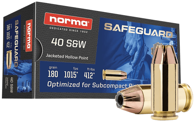 Norma Ammunition 801407727  Safeguard 40S&W 180gr Jacketed Hollow Point 50 Rounds