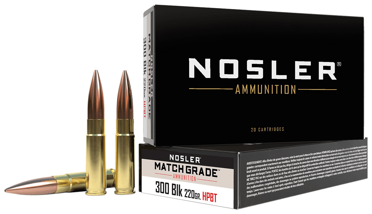 Nosler, Match, 300 Aac Blackout, Custom Competition Hpbt, 220 Grain, 20 Rounds