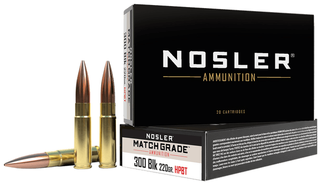 Nosler, Match, 300 Aac Blackout, Custom Competition Hpbt, 220 Grain, 20 Rounds