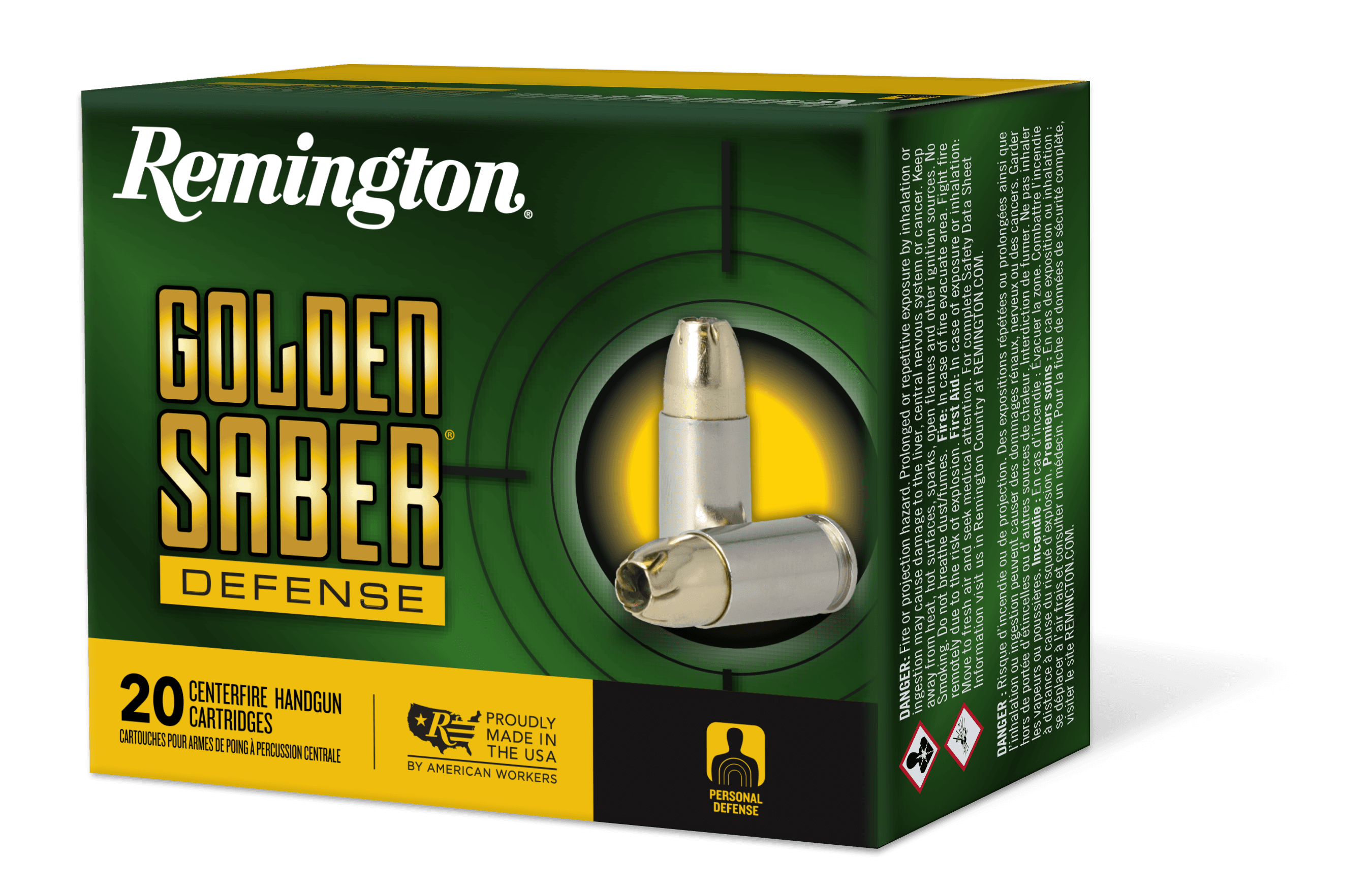 Remington Golden Saber 45 ACP +P Brass Jacketed Hollow Point 185 Grain 20 Rounds