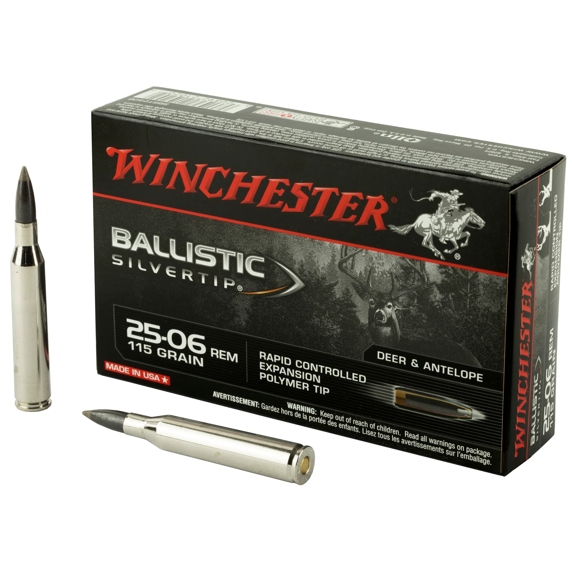 Winchester Ballistic Silvertip 25-06 Remington Polymer Tip 115 Grain 20 Rounds