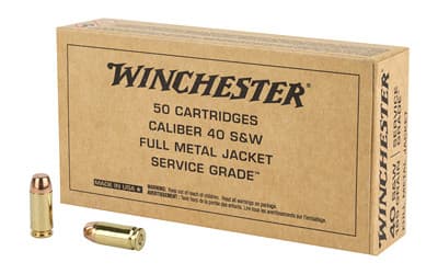 Winchester Service Grade 40 S&W Full Metal Jacket Flat Nose 165 Grain 50 Rounds