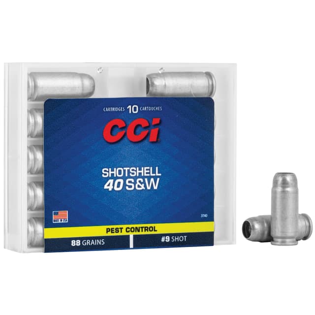 Cci Shotshell Pistol Ammo, 40 S&w, No 9 Shot, 88 Grain, 10 Rounds