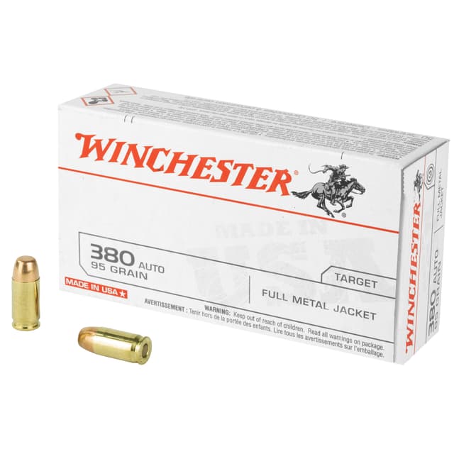 Winchester USA Pistol Ammo 380 ACP 95 gr. FMJ 50 rd.