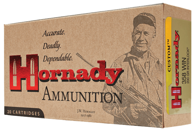 Hornady Custom 358 Winchester InterLock Spire Point 200 Grain 20 Rounds