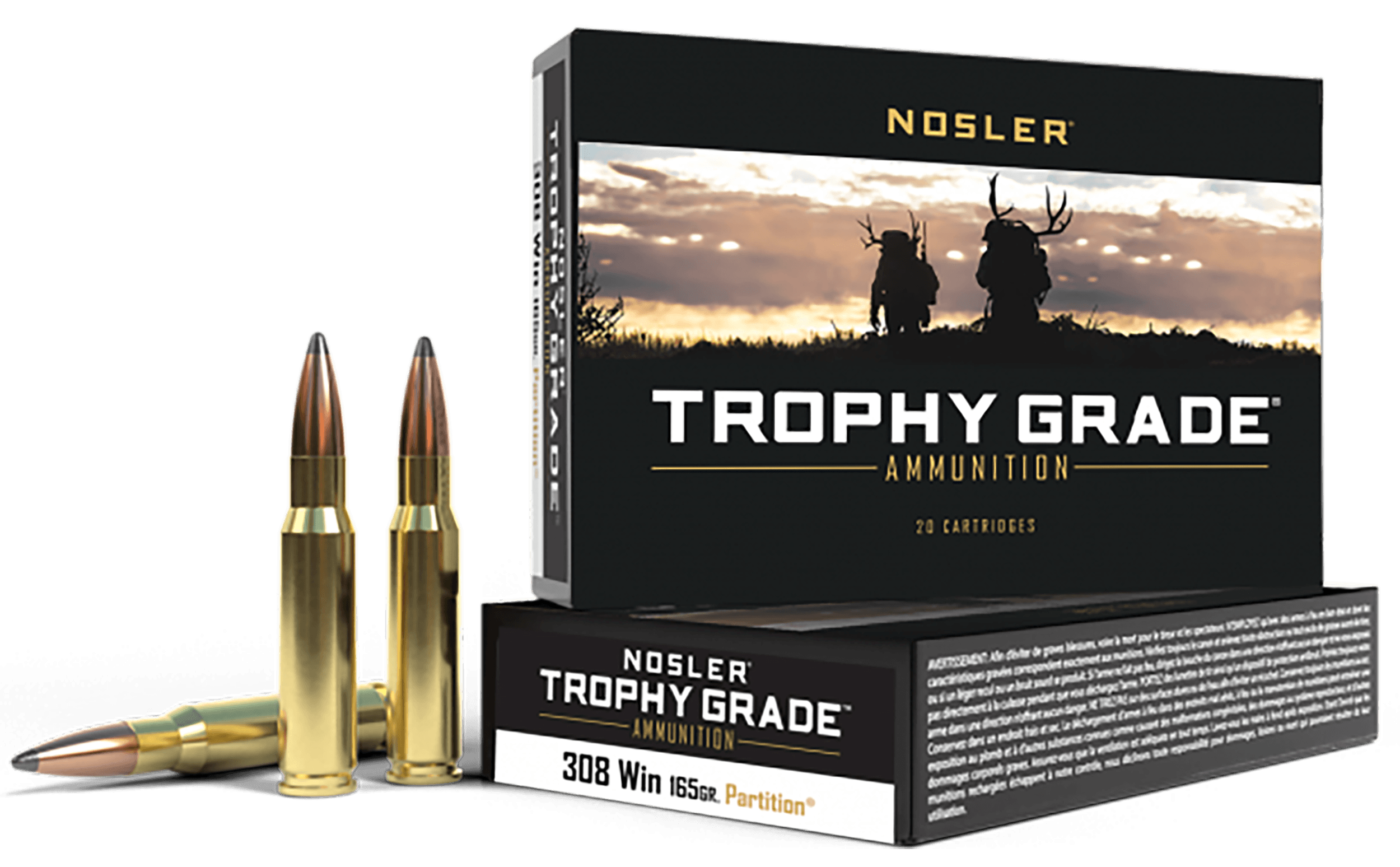 Nosler Trophy Grade 308 Winchester Partition Soft Point 165 Grain 20 Rounds