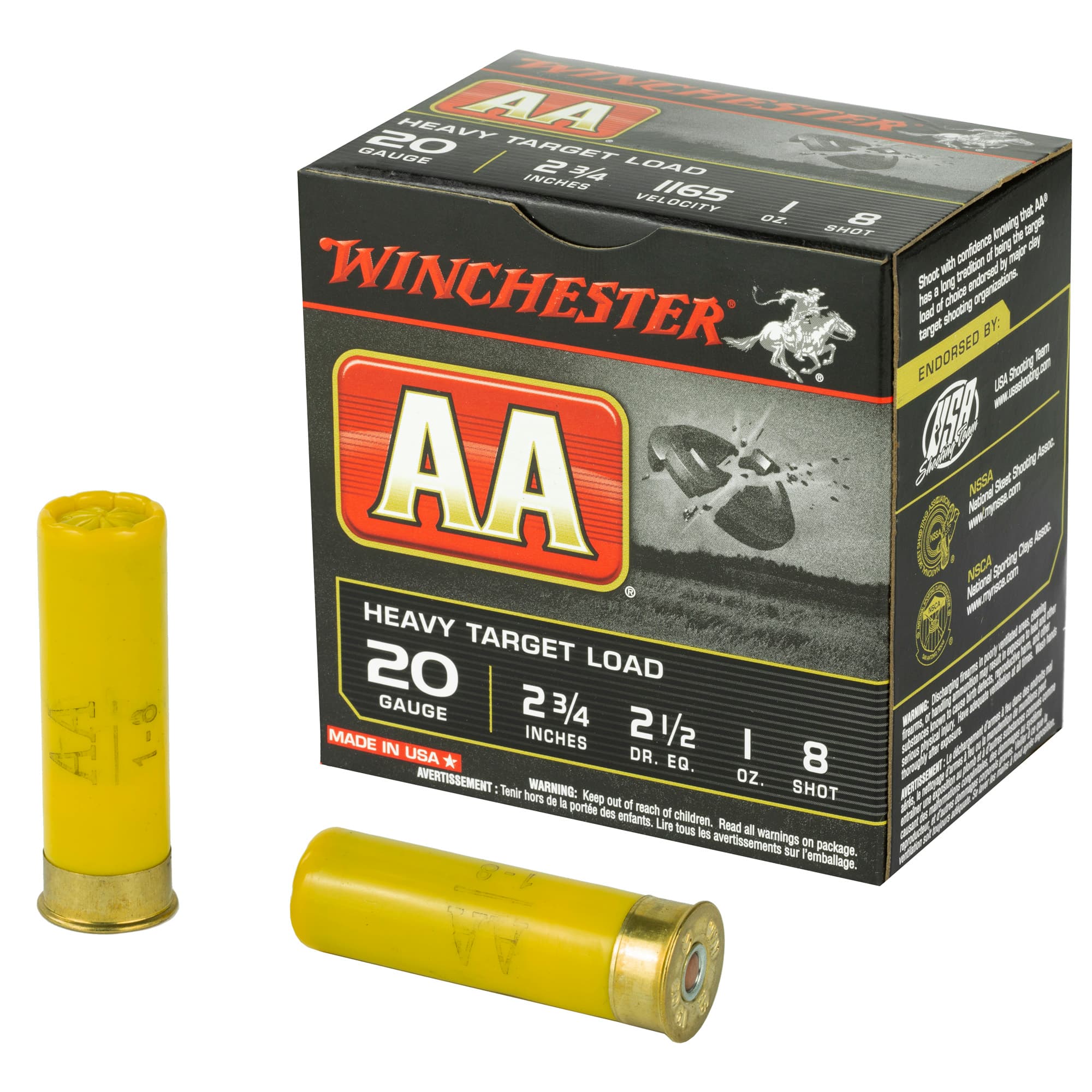 Winchester Aa Heavy Target Load 20 Gauge Lead Shot 1 oz 25 Rounds