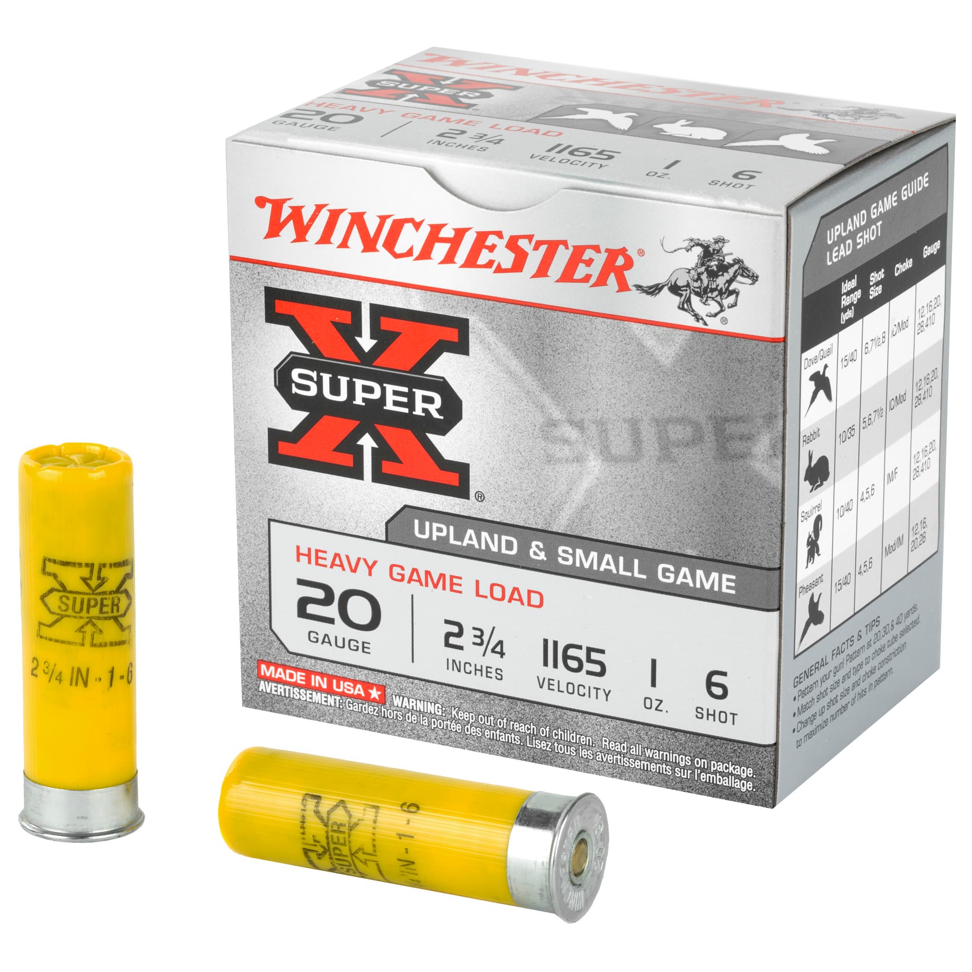 Winchester Super-X Heavy Game Load 20 ga. 2.75 in. 1 oz. 6 Shot 25 rd.