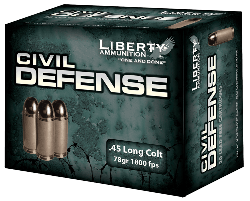 Liberty Ammunition LACD45031 Civil Defense  45Colt 78gr Lead Free Fragmenting Hollow Point 20 Rounds