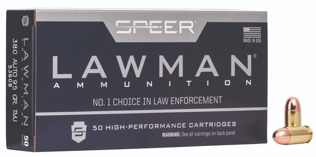 Speer Lawman 380 ACP Total Metal Jacket 95 Grain 50 Rounds