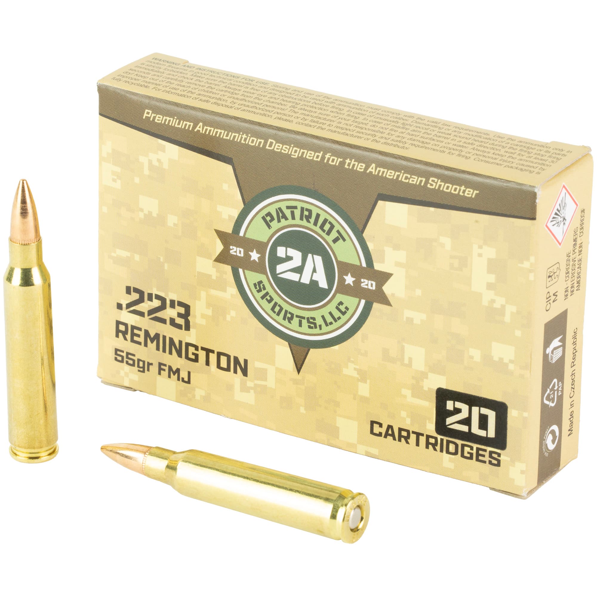 PATRIOT SPORTS LLC P223055F   223Rem 55gr Full Metal Jacket 20 Rounds