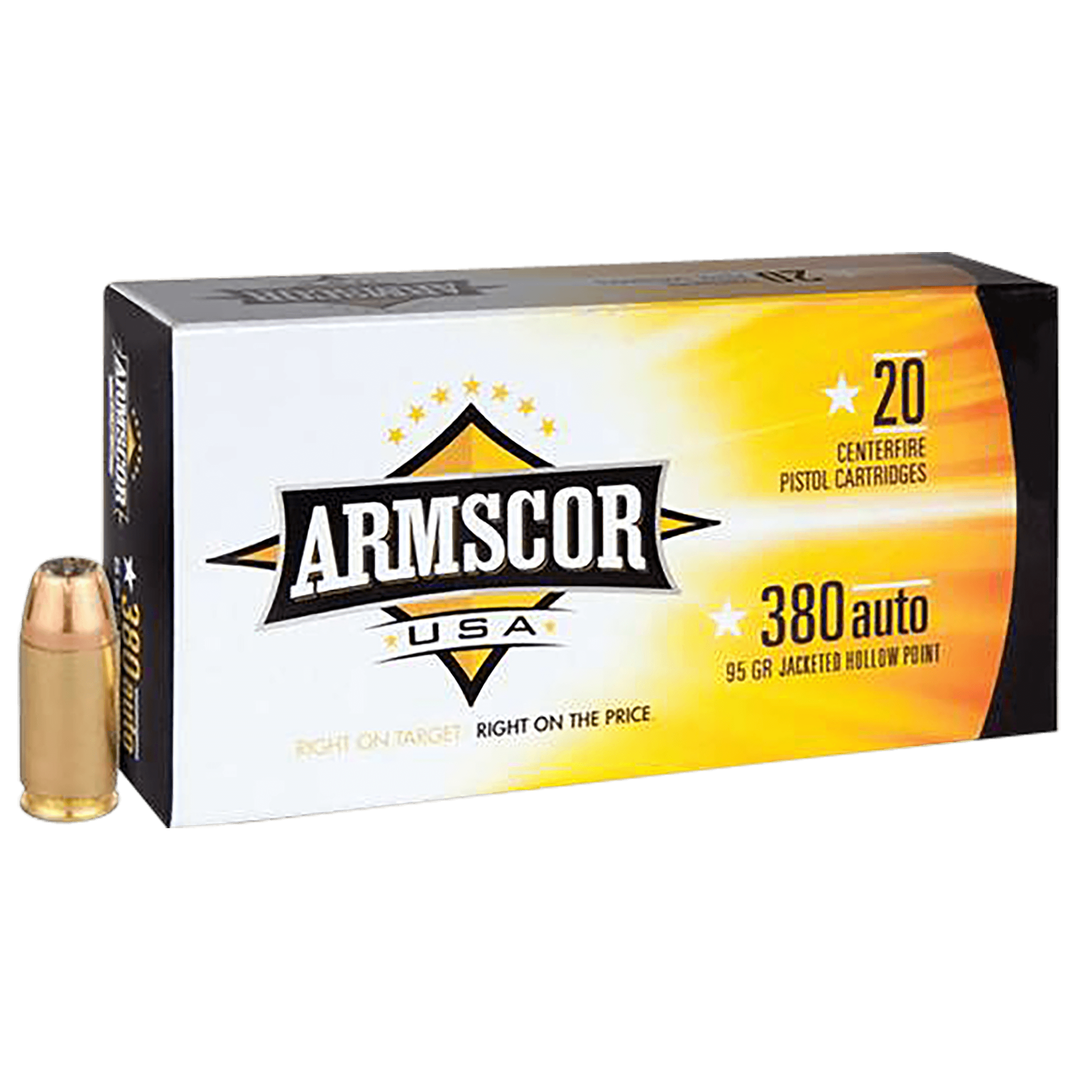 Armscor Defense Pistol Ammo 380 ACP Jacketed Hollow Point 95 Grain 20 Rounds