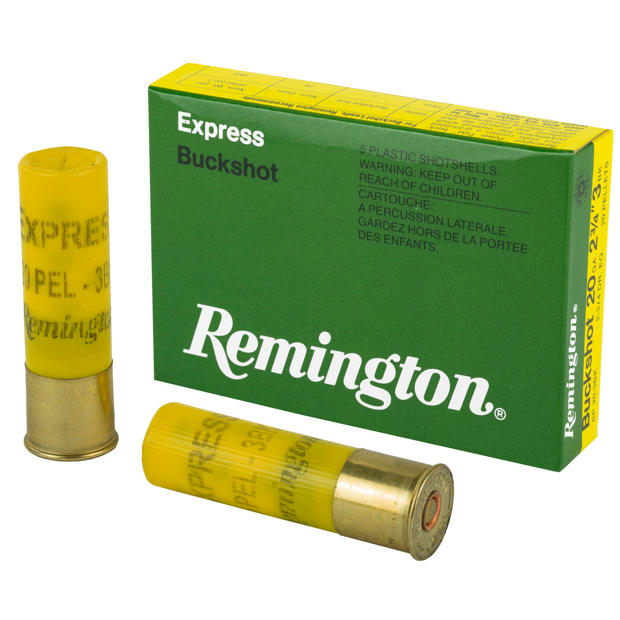 Remington Express Buffered Buckshot 20 Gauge 3 Buck Shot 20 Pellet 5 Rounds
