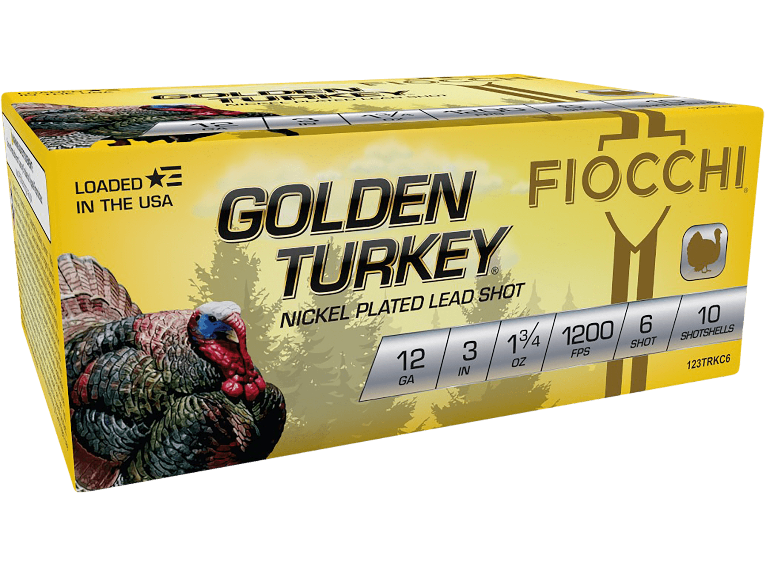 Fiocchi Golden Turkey 12 Gauge Nickel Plated Lead Shot 1-3/4 oz 6 Shot 10 Rounds