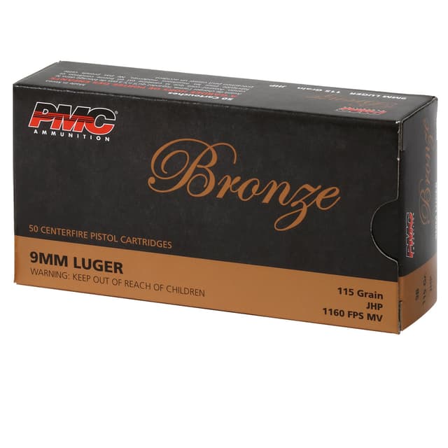 PMC Bronze 9mm Luger Handgun Ammo - 115 Grain | JHP | 50rd Box