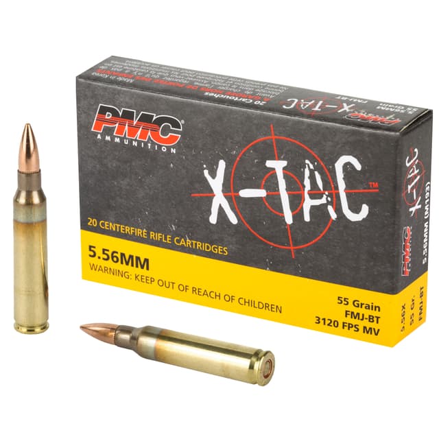 PMC X-TAC 5.56NATO Rifle Ammo - 55 Grain | FMJ-BT | 20rd Box