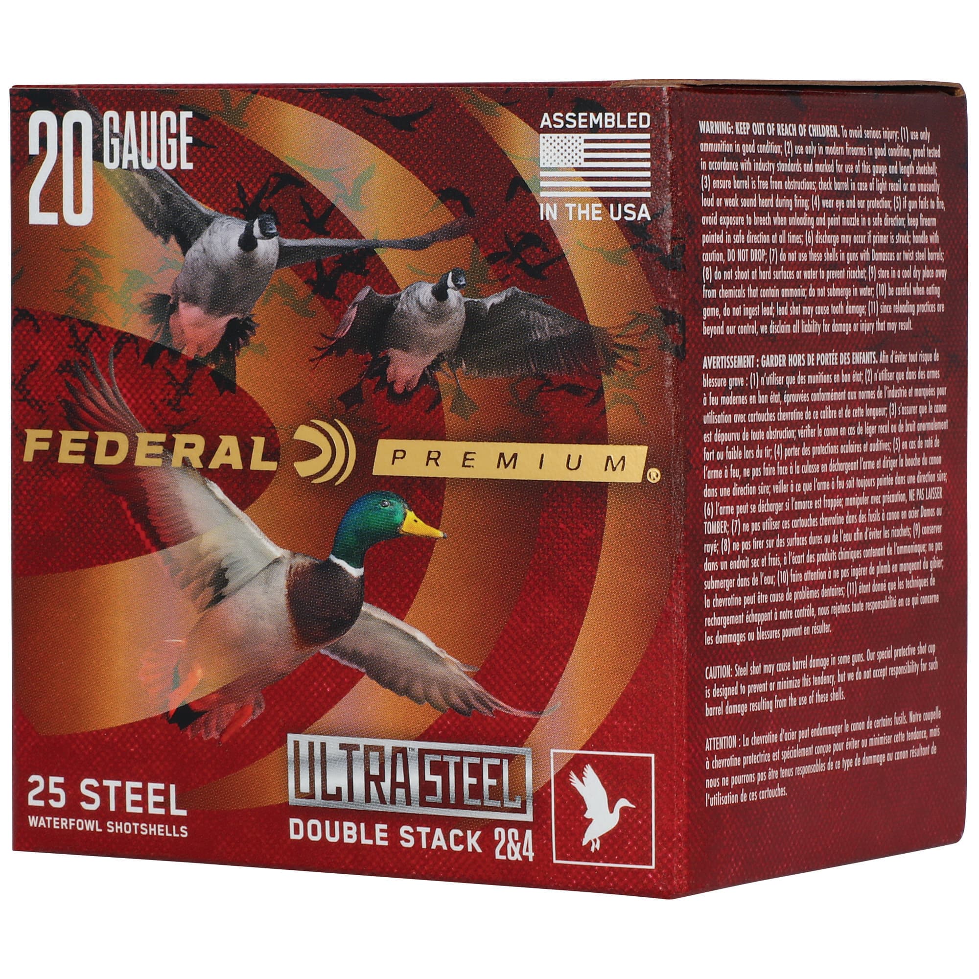 Federal Premium Ultra Steel 20 Gauge Steel Shot 1 Ounce 2 Grain 25 Rounds