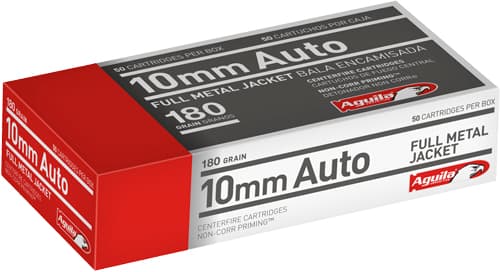 Aguila, Range, 10mm Auto, Full Metal Jacket Flat Point, 180 Grain, 50 Rounds