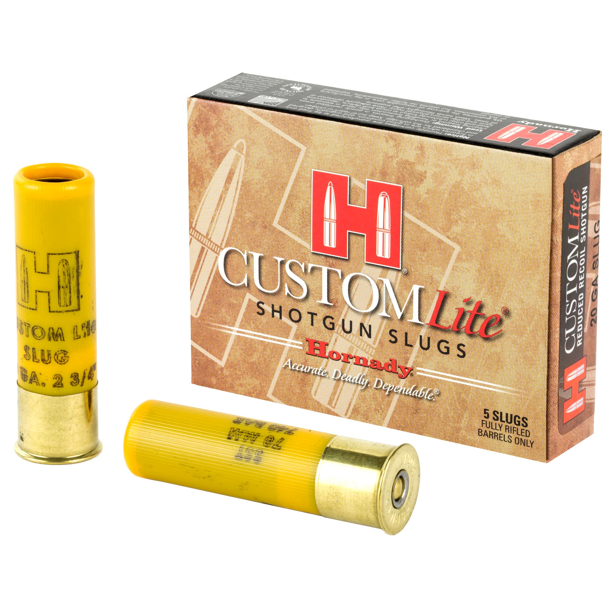 Hornady Custom Lite FTX Load 20 Gauge 2.75 in. 250 gr. Slug Shot 5 rd.