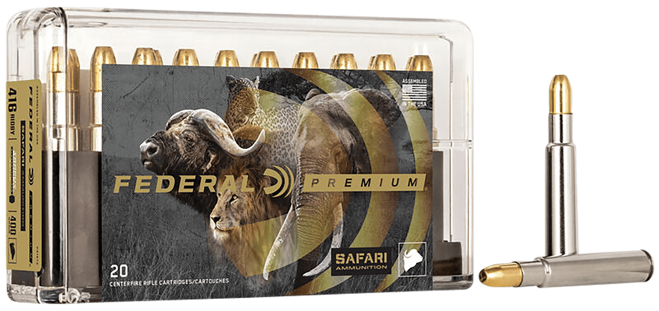 Federal Premium Safari Cape-Shok 416 Rigby Trophy Bonded Sledgehammer Solid 400 Grain 20 Rounds