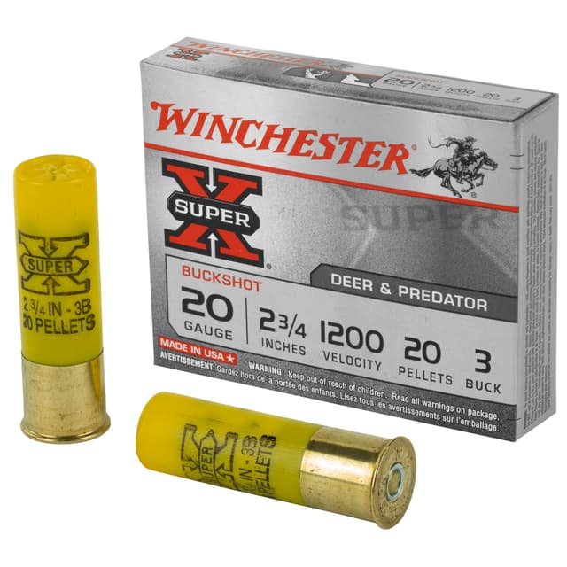 Winchester Super X Buffered Shot 20 Gauge Buffered Buckshot 20 Pellets 5 Rounds