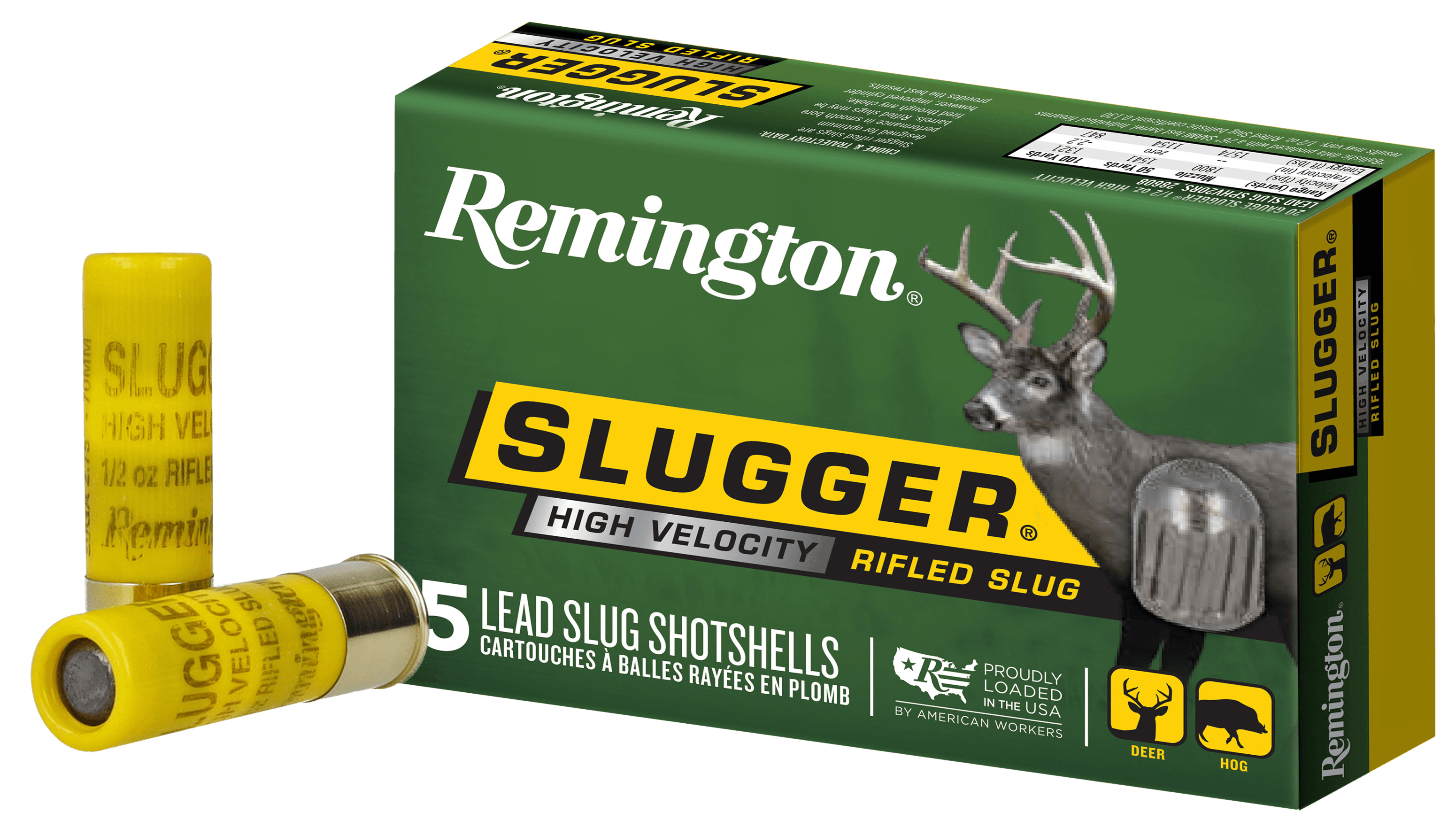 Remington Slugger 20 Gauge High Velocity Rifled Slug 1/2 Ounce 5 Rounds