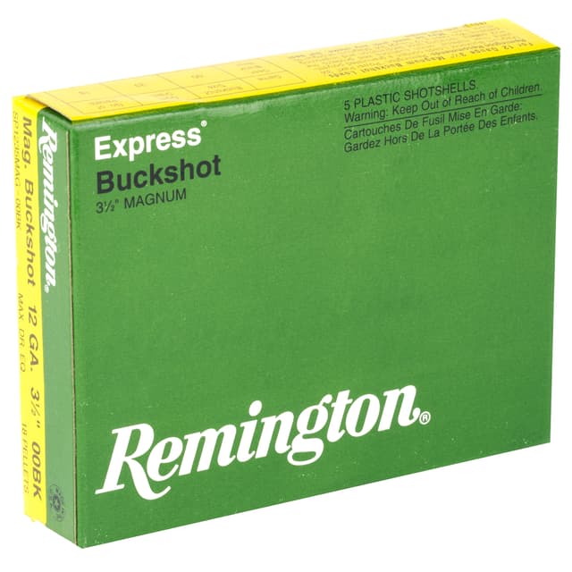 Remington Express Magnum 12 Gauge Buckshot 00 Grain 18 Pellets 5 Rounds