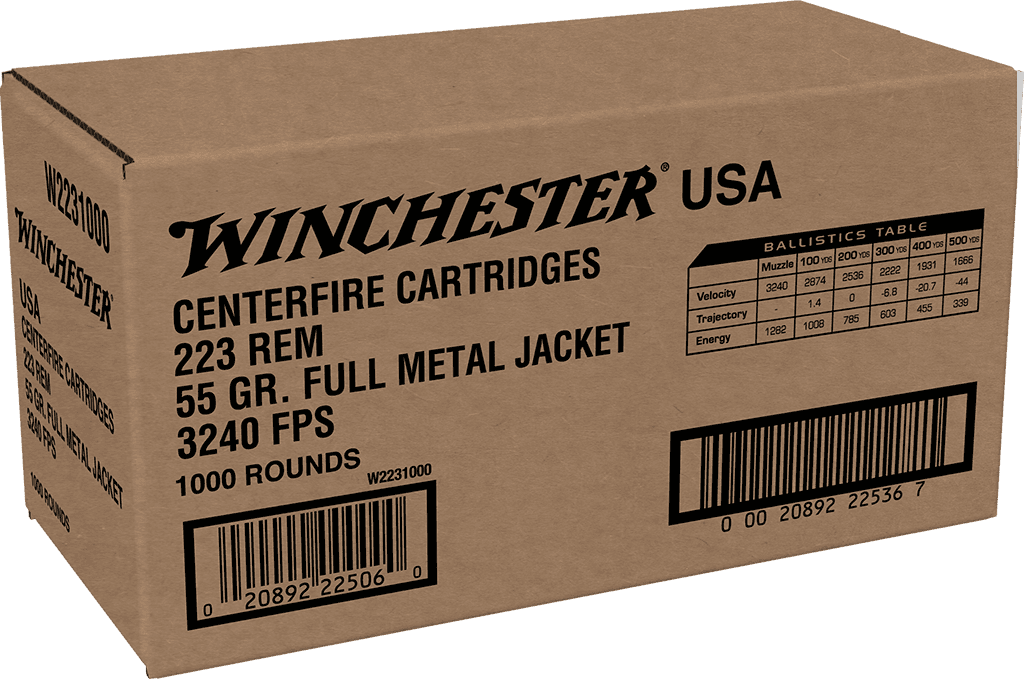 Winchester Ammo W2231000 223 Remington Full Metal Jacket 55 Grain 1000 Rounds