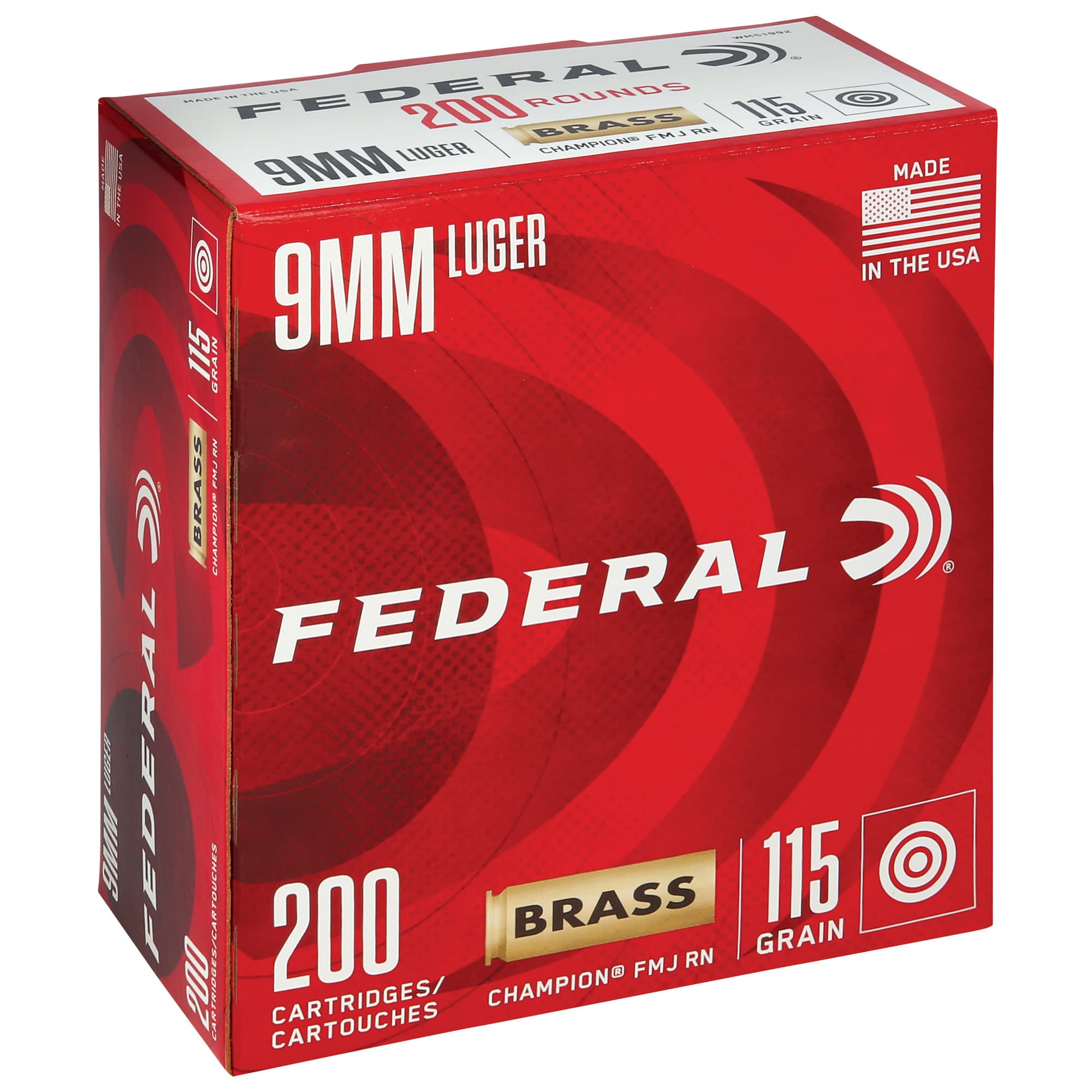 Federal Champion 9mm Luger Full Metal Jacket 115 Grain 200 Rounds