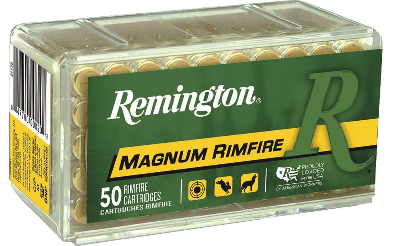 Remington Magnum Rimfire Ammo 22 Winchester Magnum Rimfire Jacketed Hollow Point 40 Grain 50 Rounds