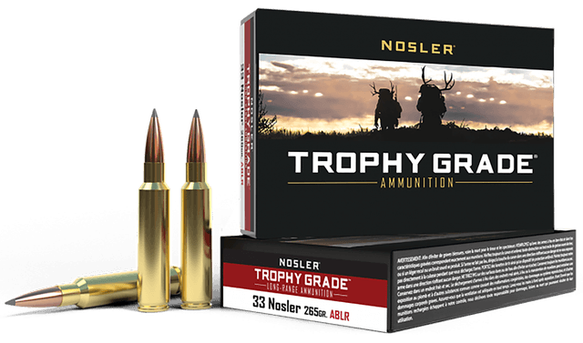 Nosler, Trophy Grade Long Range, 33 Nosler, AccuBond Long Range Spitzer, 265 Grain, 20 Rounds