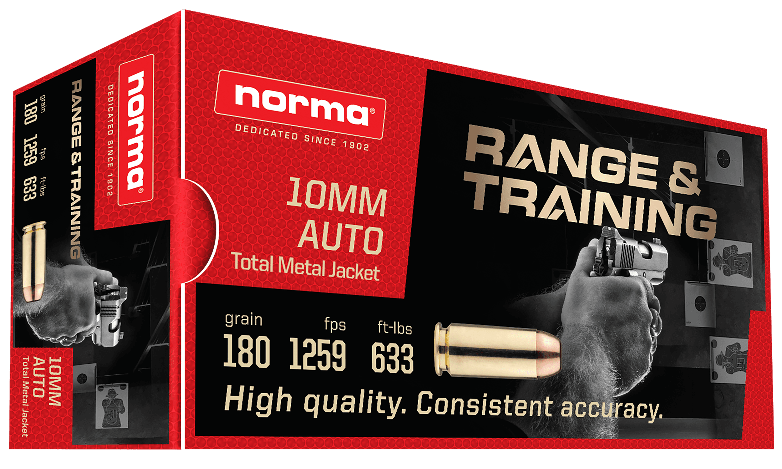 Norma Ammunition 801105383   10mm 180gr Total Metal Jacket 50 Rounds