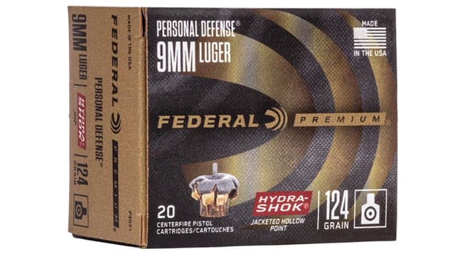 Federal Premium Personal Defense Pistol Ammo 9mm Luger 124. Hydra-Shok Jacketed HP 20 rd.