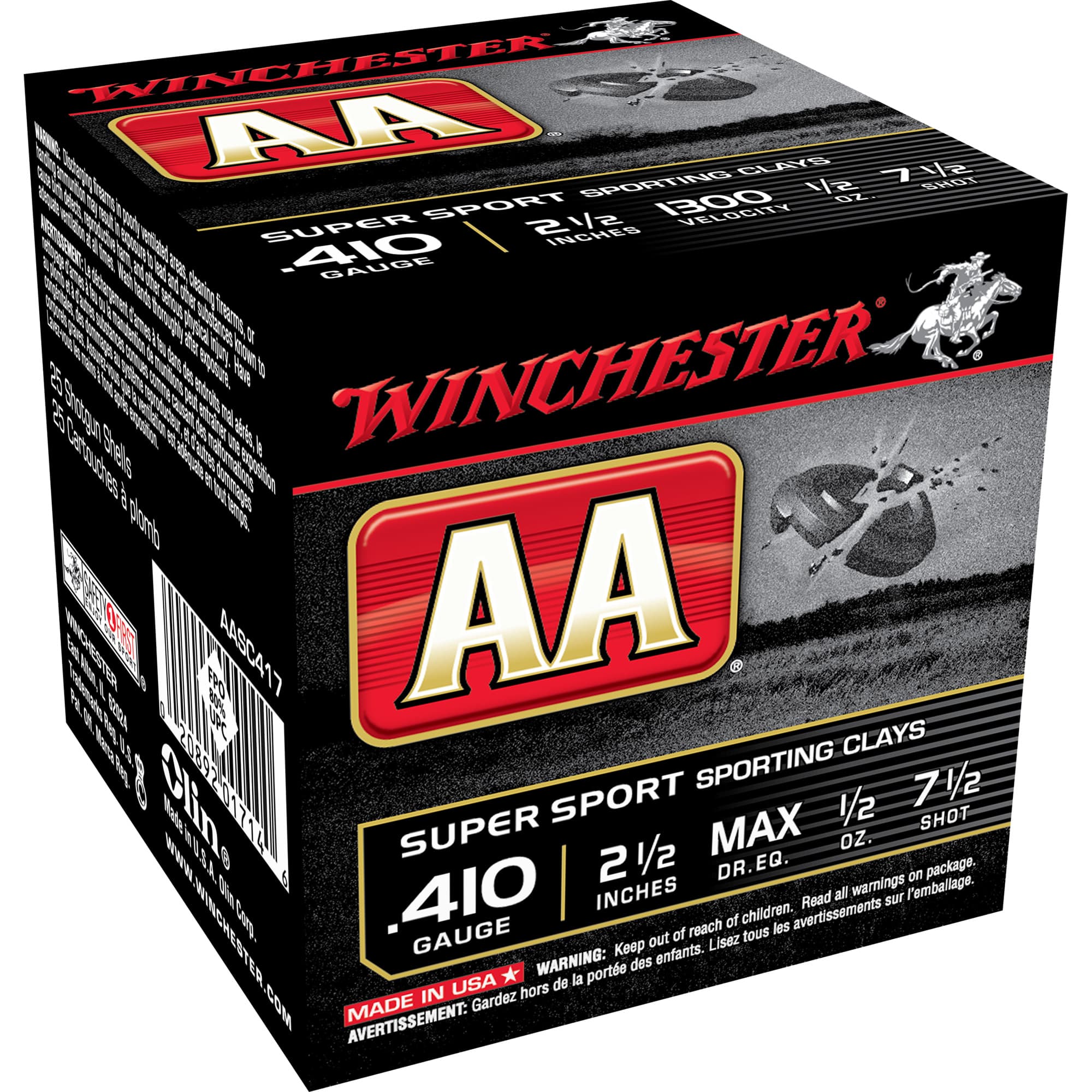 Winchester AA Sporting Clays Load 410 Bore Lead One Half Ounce 25 Rounds